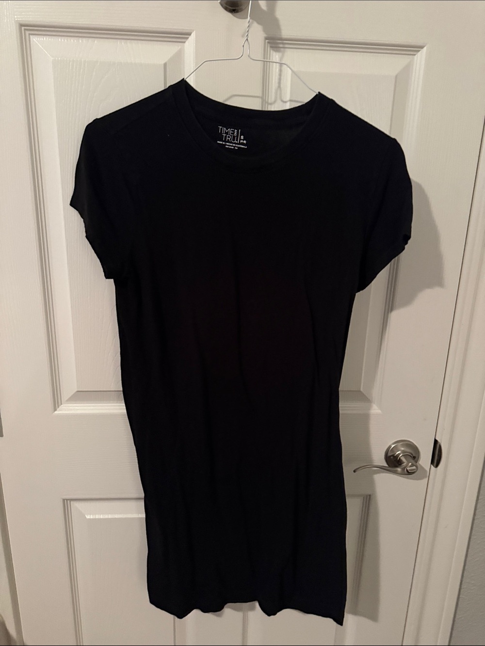 Time and Tru Black Short Sleeve Crewneck Tee Dress